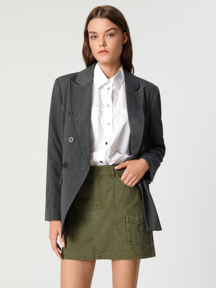 Spódnica mini Kolor khaki  YZ796-87X