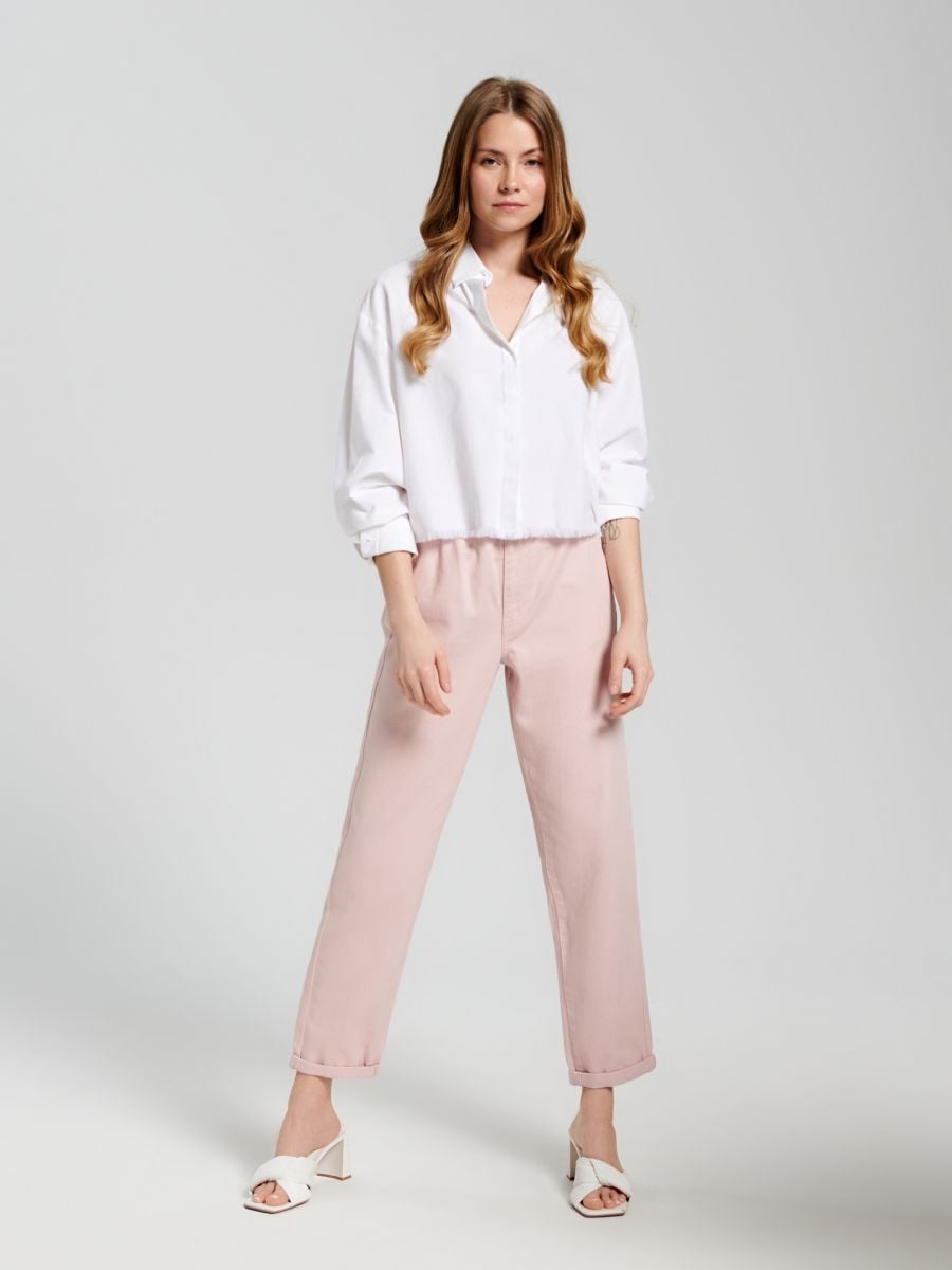 Jeansy paperbag high waist Kolor różowy  4247F-03J
