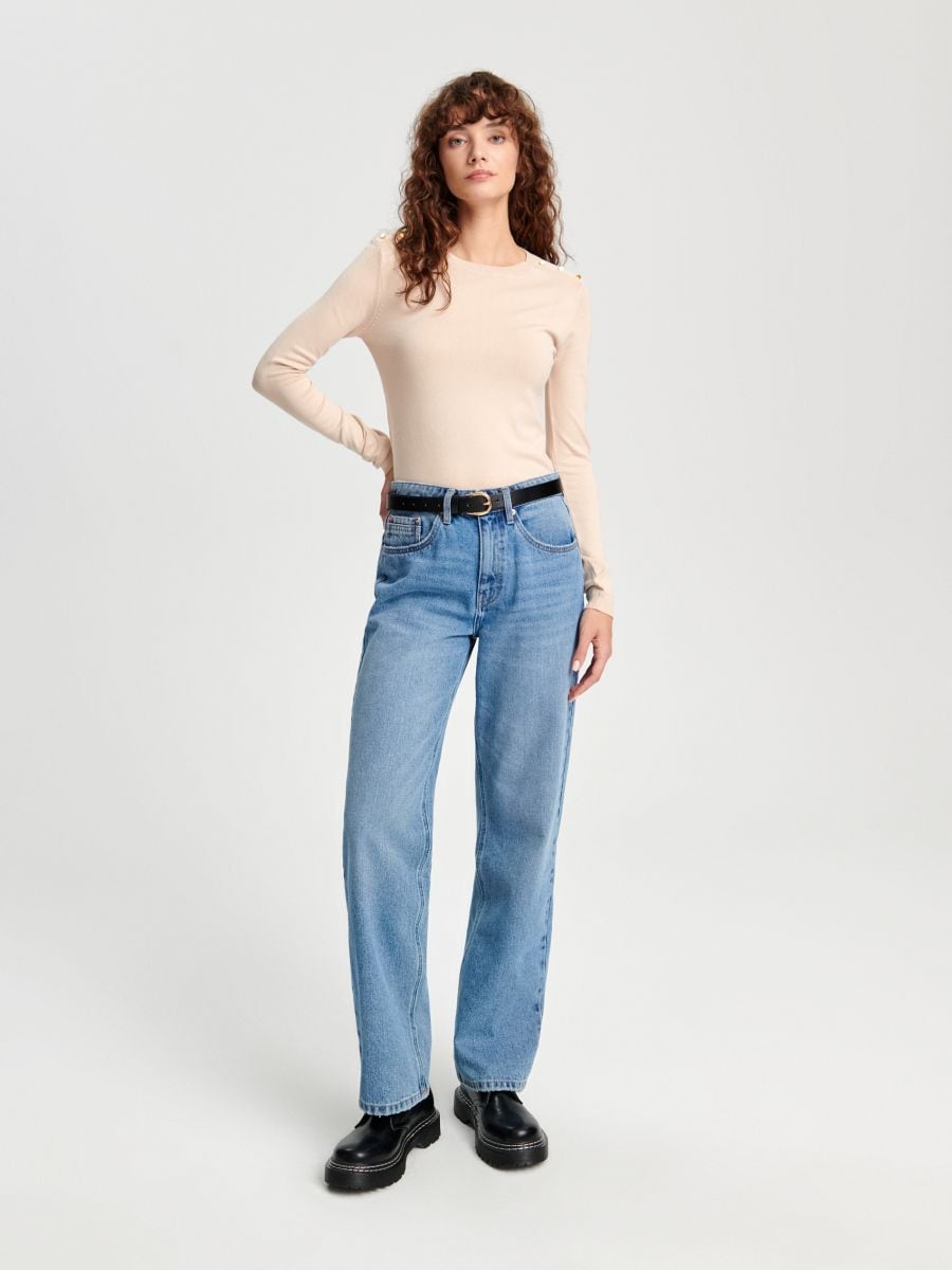 Sweter z ozdobnymi guzikami Kolor kremowy  7371J-02X