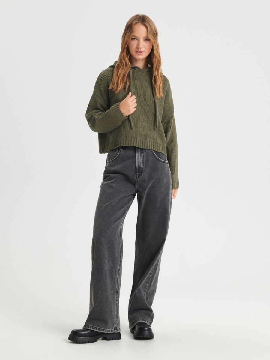 Sweter z kapturem Kolor zielony  7461J-81X