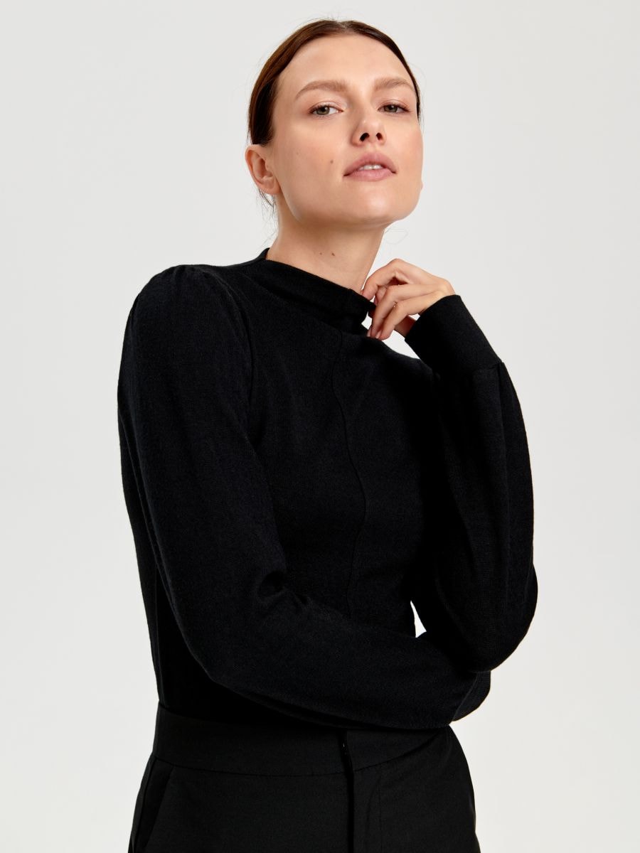 Sweter ze stójką Kolor czarny  7830J-99X