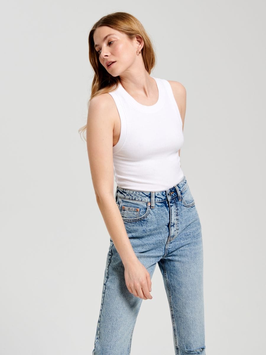 Jeansy mom high waist Kolor niebieski  1145F-50J