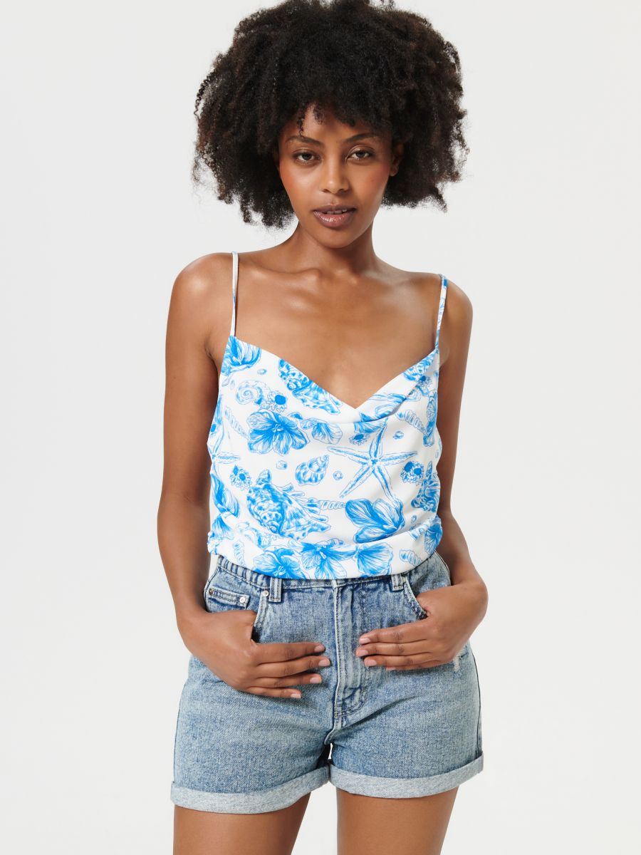 Szorty jeansowe high waist Kolor niebieski  0360U-05J