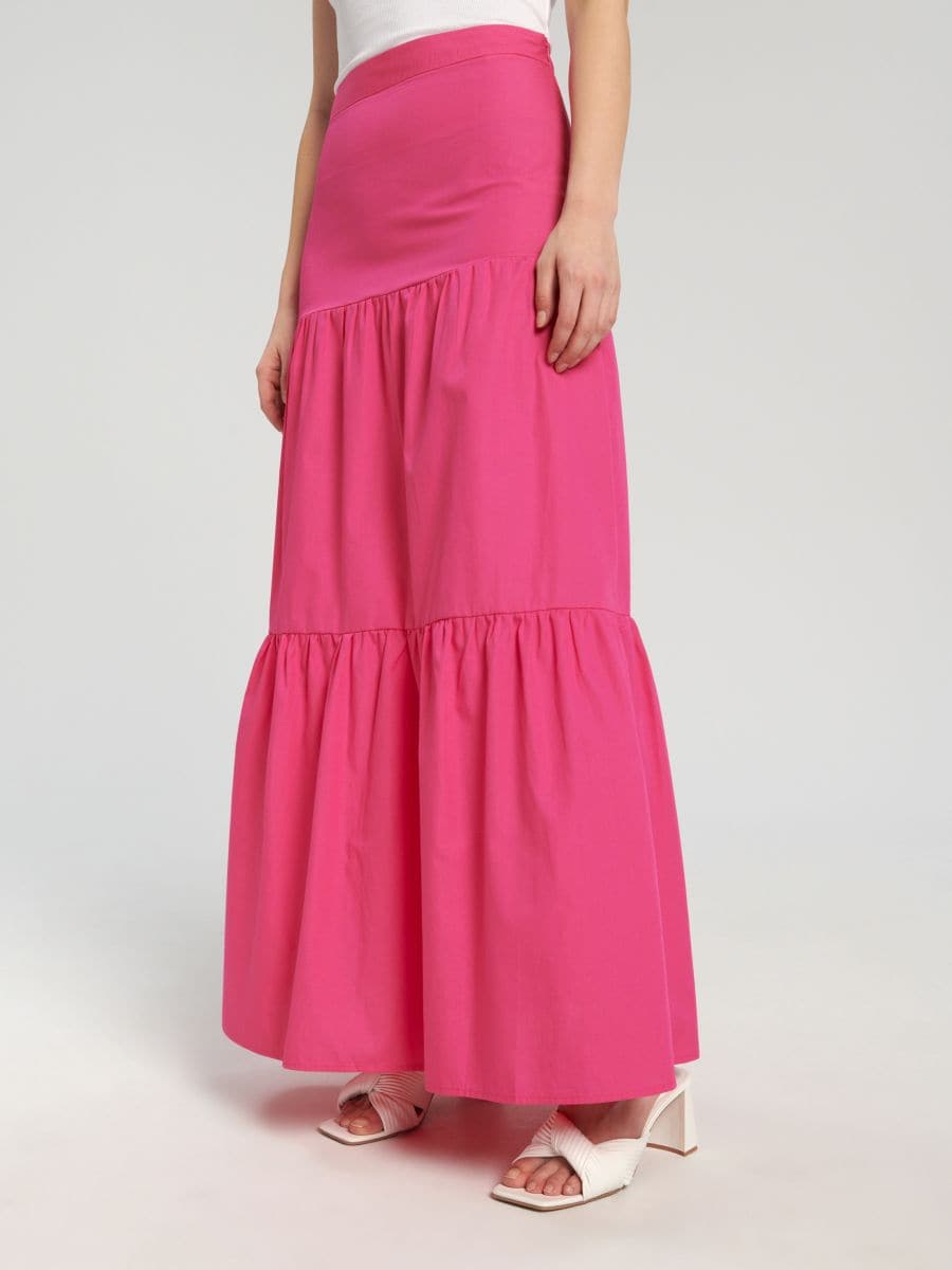 Spódnica maxi z marszczeniami Kolor różowy  7111J-42X