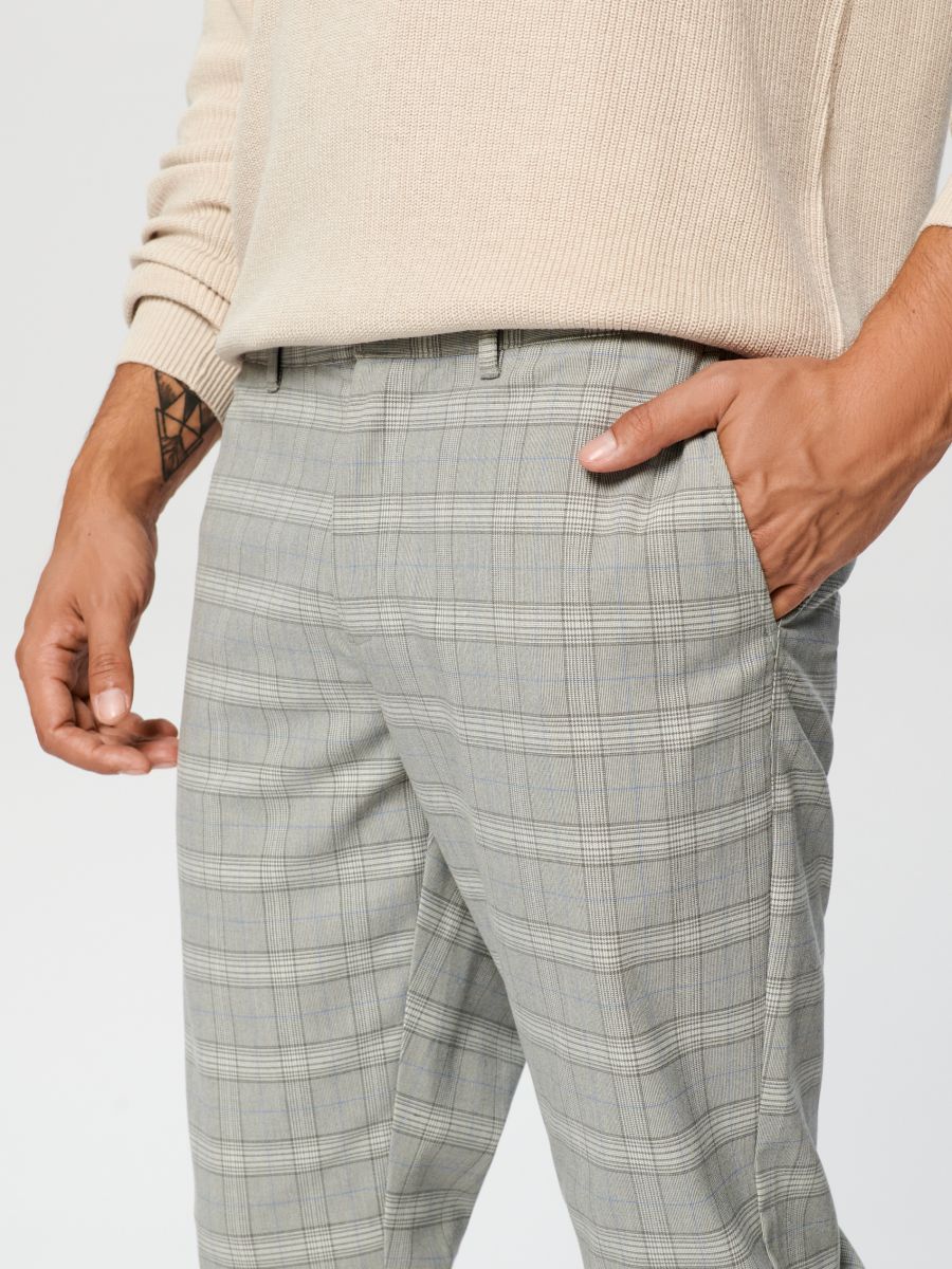 Spodnie chino w kratkę Kolor szary  8441C-09X