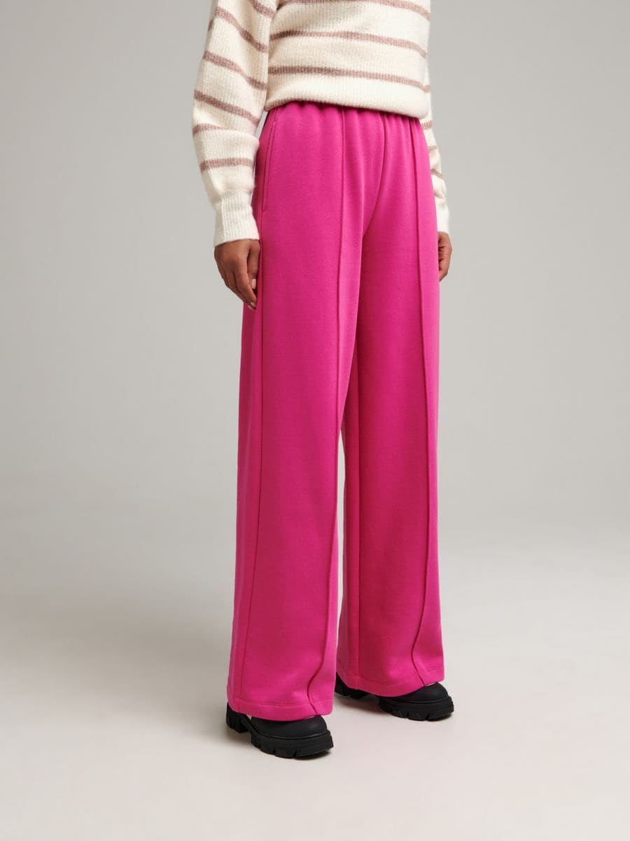 Spodnie wide leg high waist Kolor różowy  1451O-43X