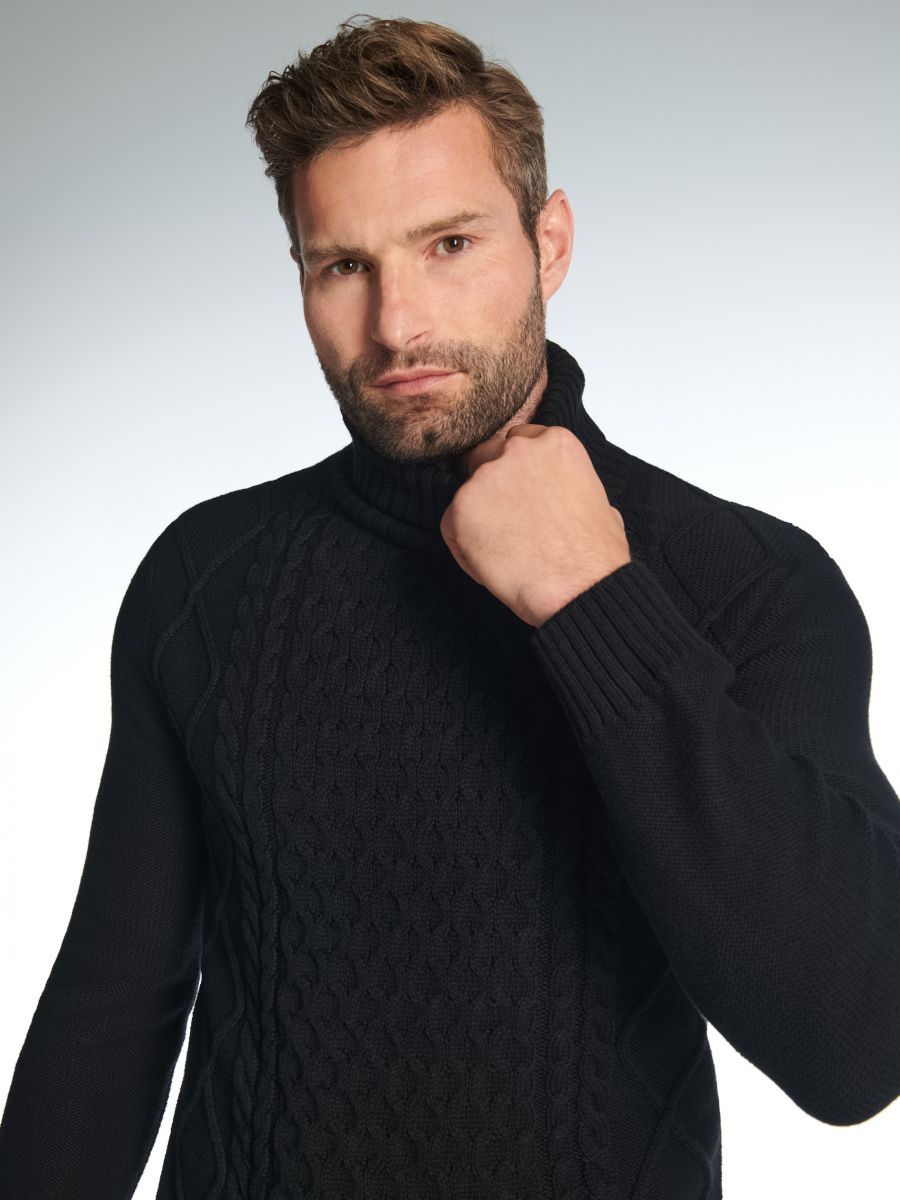 Sweter z golfem Kolor czarny  0491A-99X