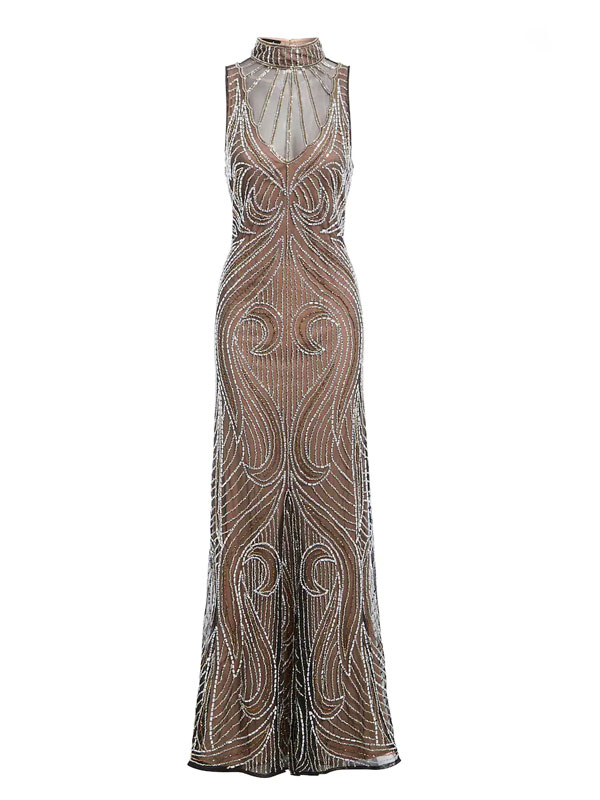 Sleeveless backless 20's Gatsby style evening dress