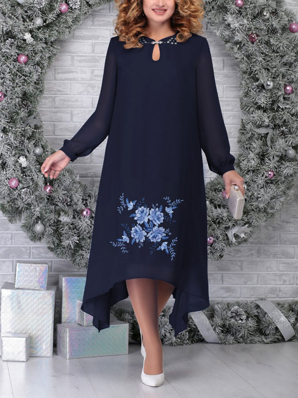 Chiffon Irregular Hem Evening Ladies Dress