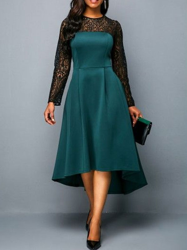 Exquisite temperament lace ladies evening dress