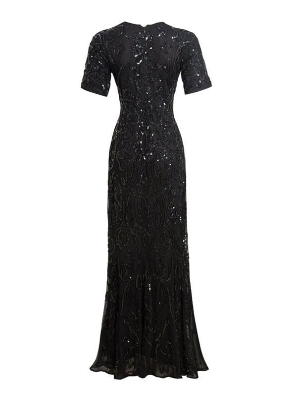 Elegant lace short sleeve evening dress