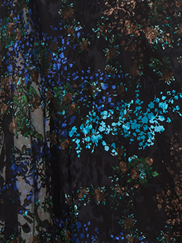 Sequin Mesh Formal Evening Dress Floral High Neck