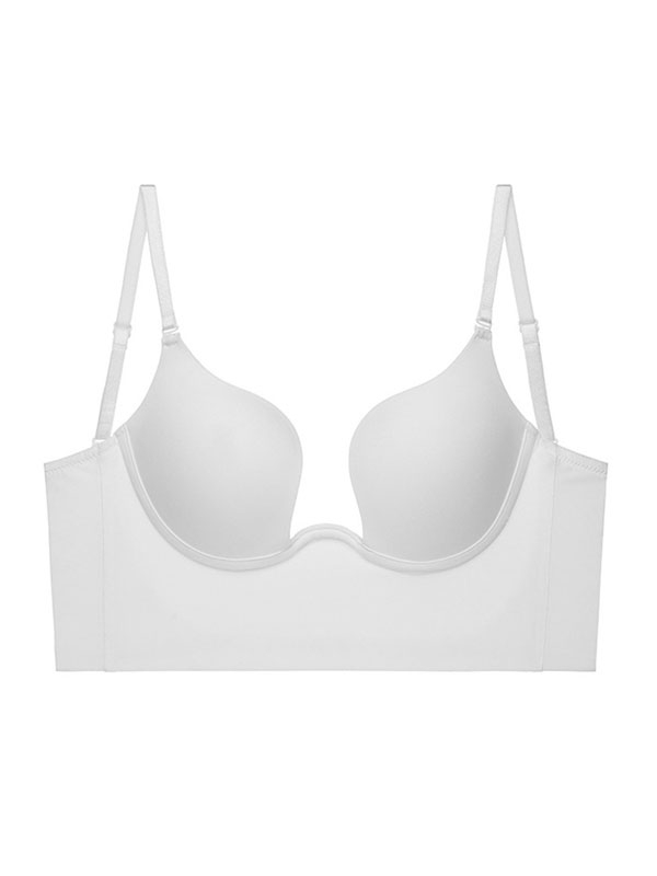 Sexy deep U-shaped gathered low backless wedding evening dress bra