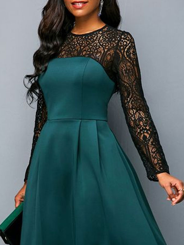 Exquisite temperament lace ladies evening dress