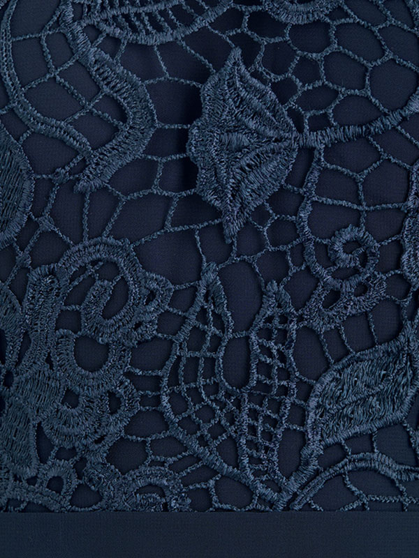 A-Line High Neck Floor-Length Chiffon Lace Evening Dress