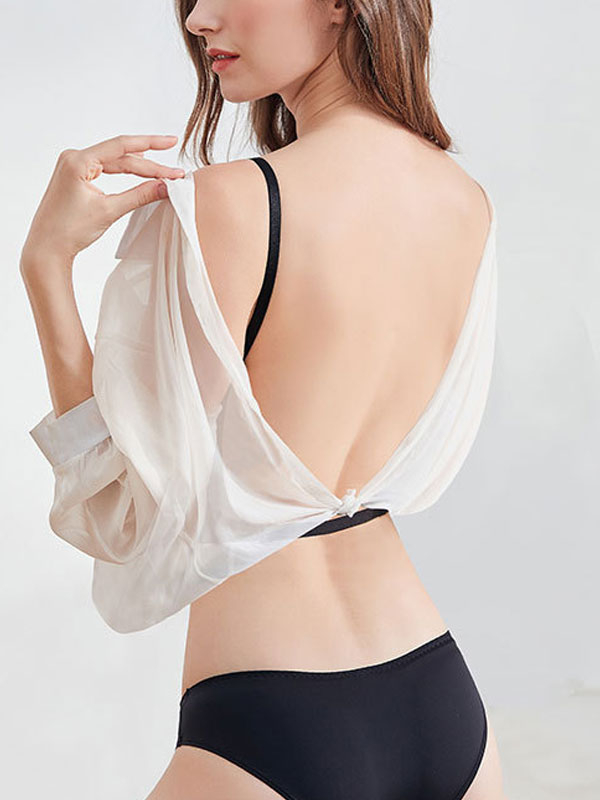 Sexy deep U-shaped gathered low backless wedding evening dress bra