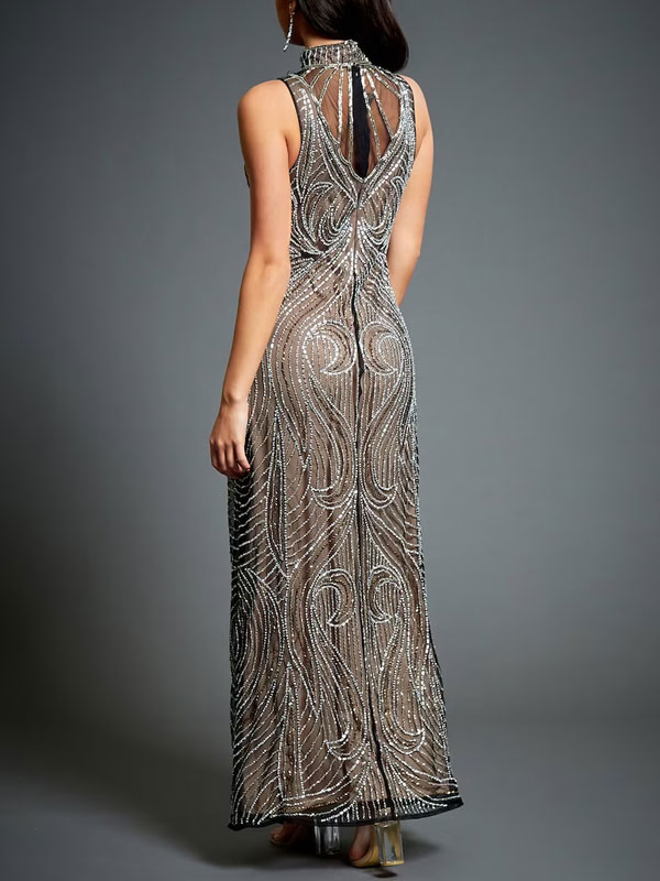 Sleeveless backless 20's Gatsby style evening dress
