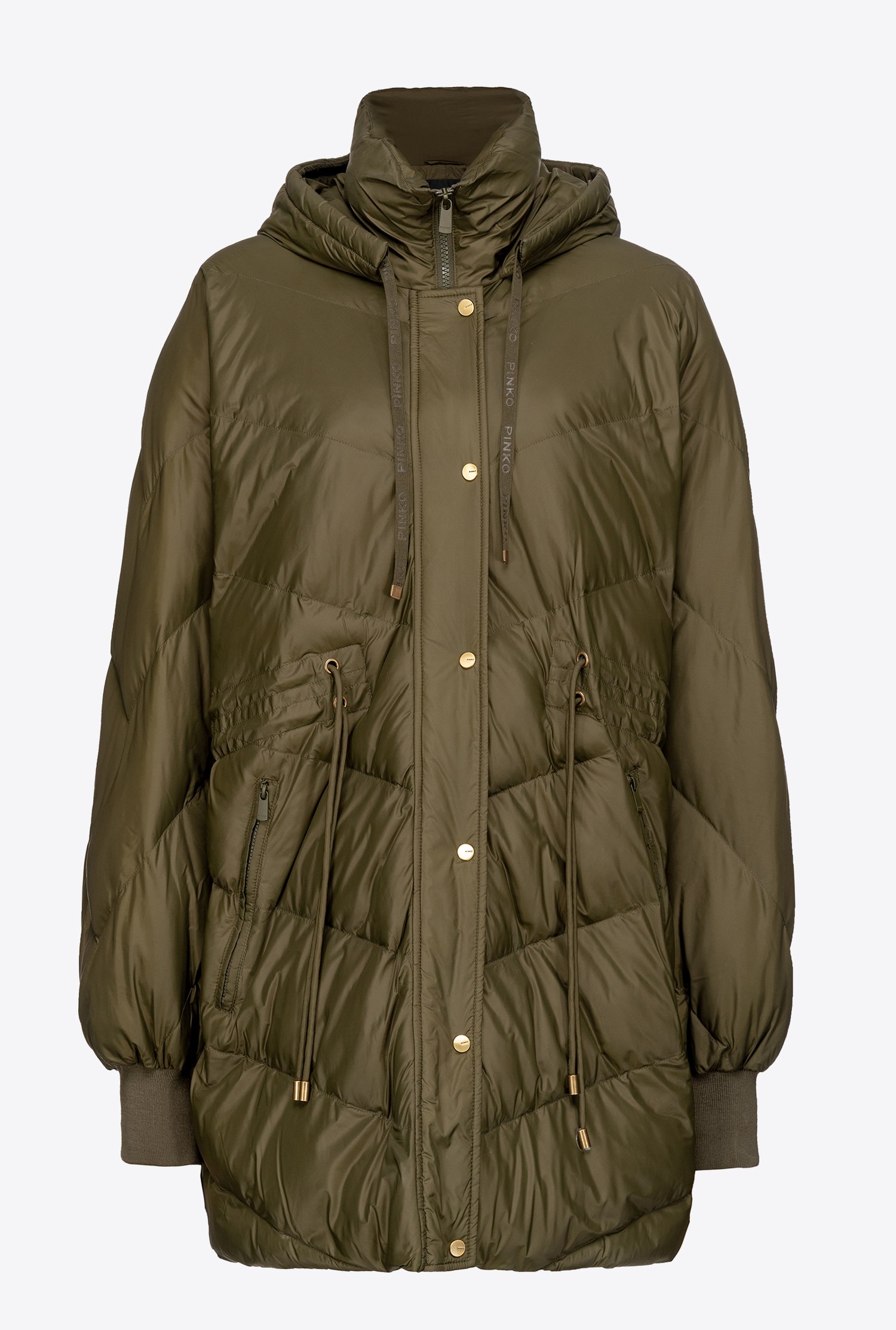 Midi technical canvas down jacket