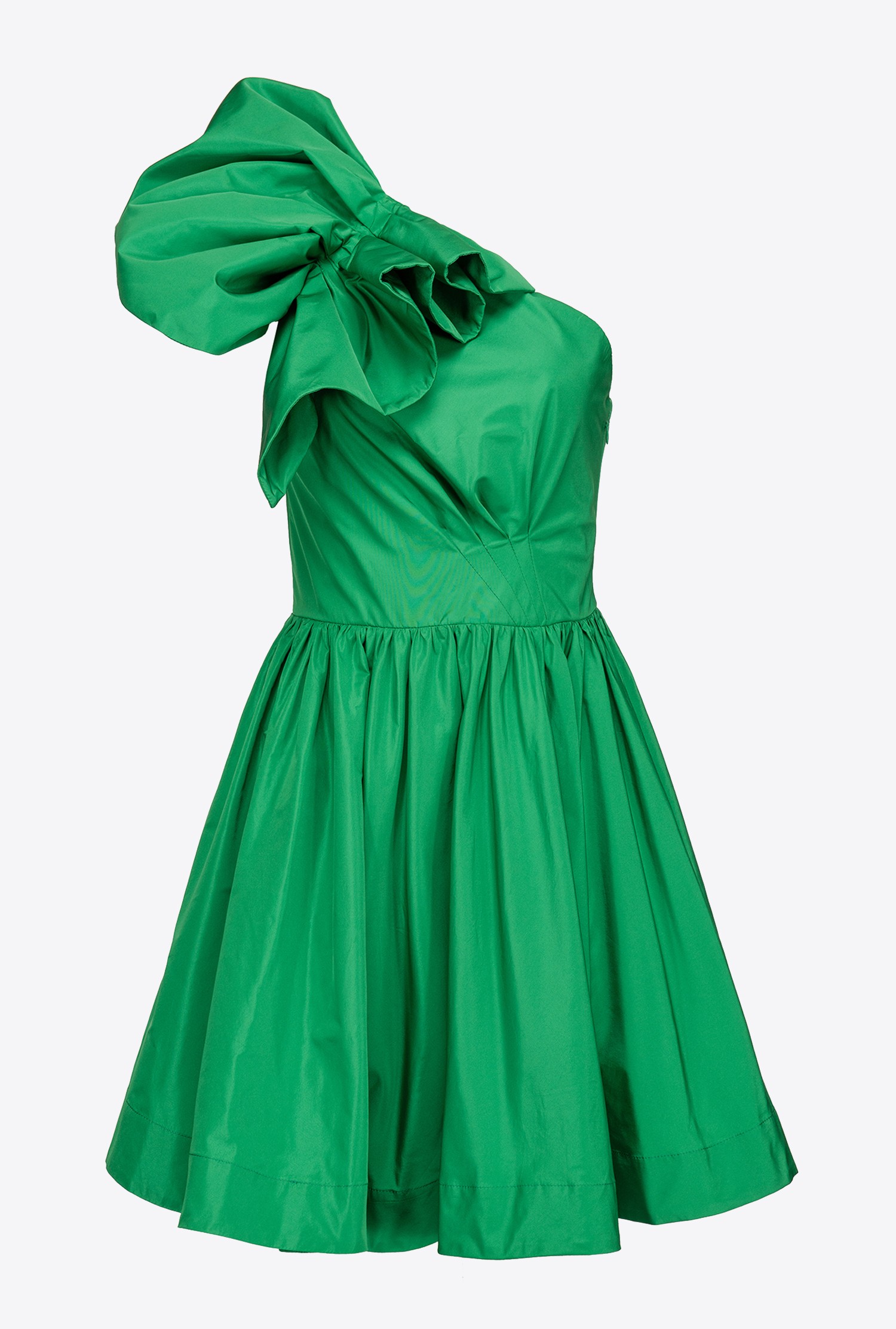 One-shoulder taffeta mini dress