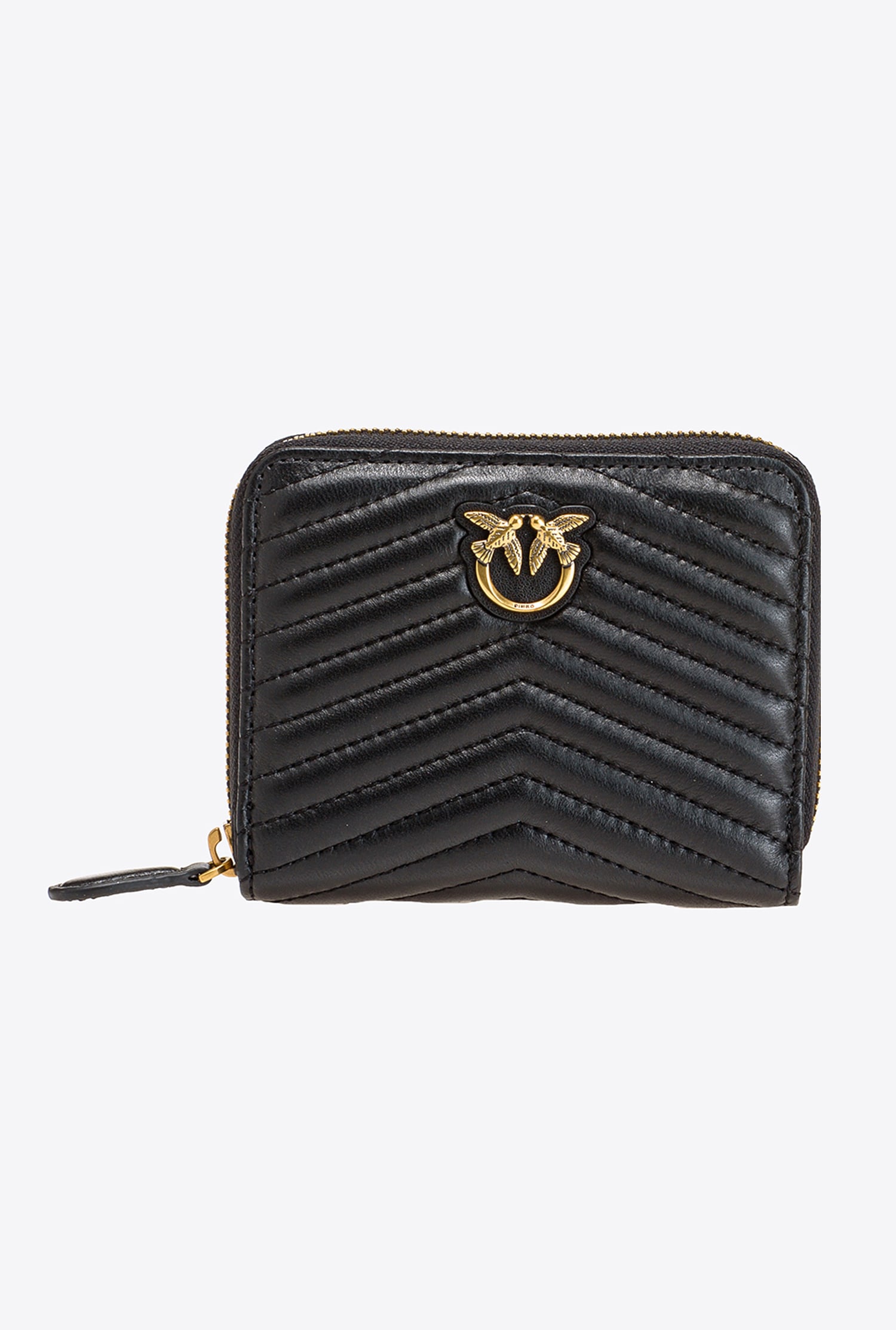 Small zip-around purse in chevron-patterned nappa leather