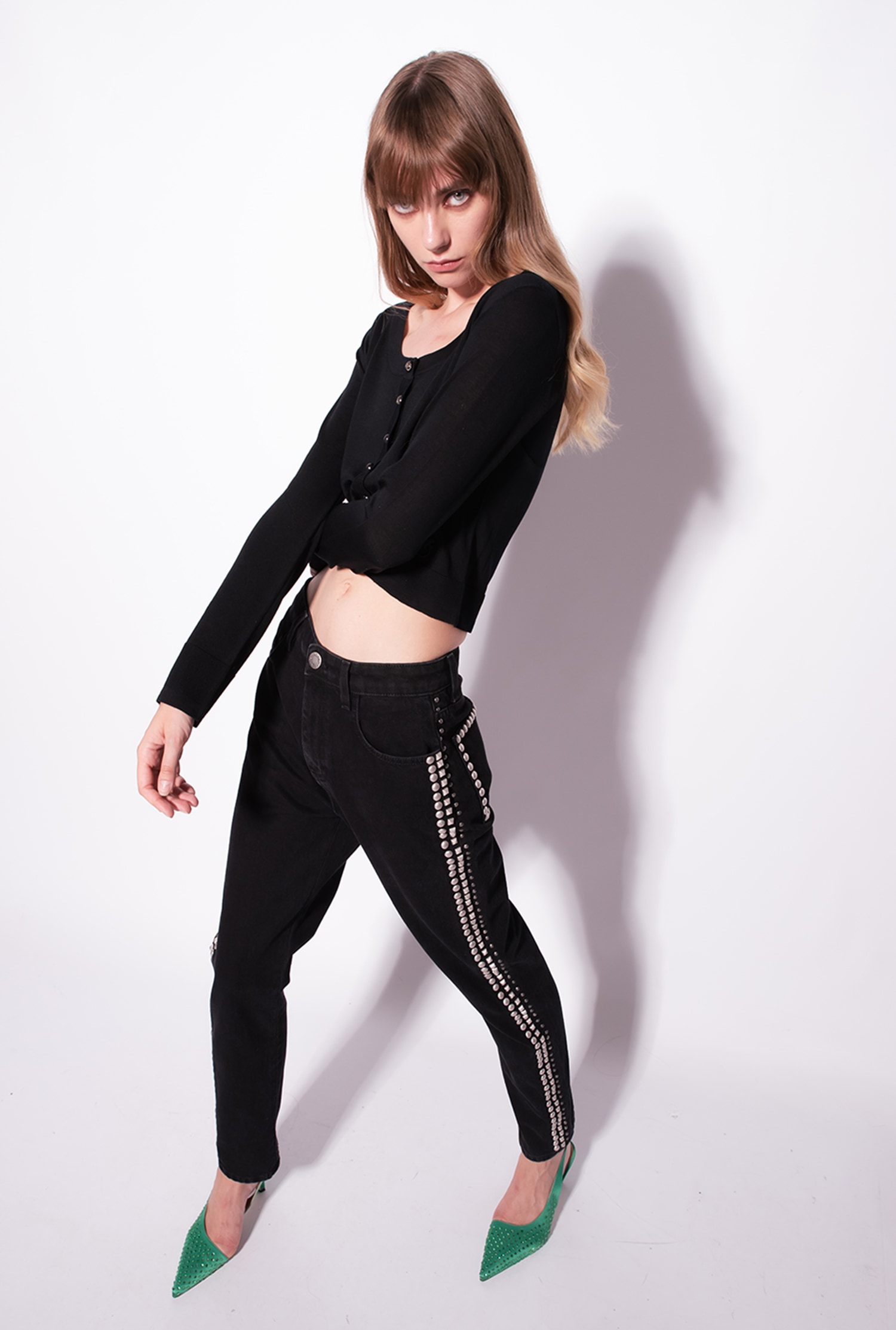 Cropped colour-block cardigan