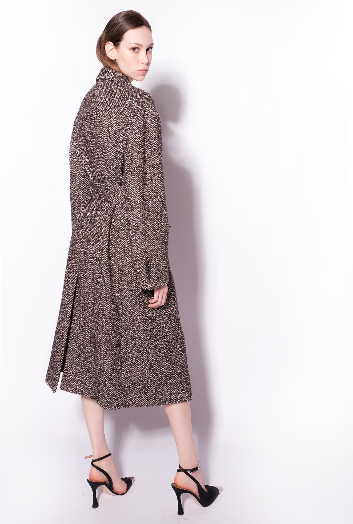 Herringbone double-breasted coat