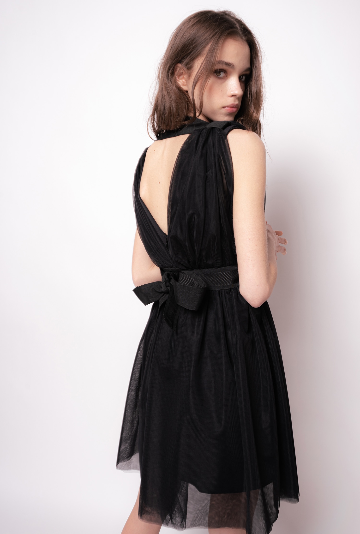 Tulle and cady mini dress