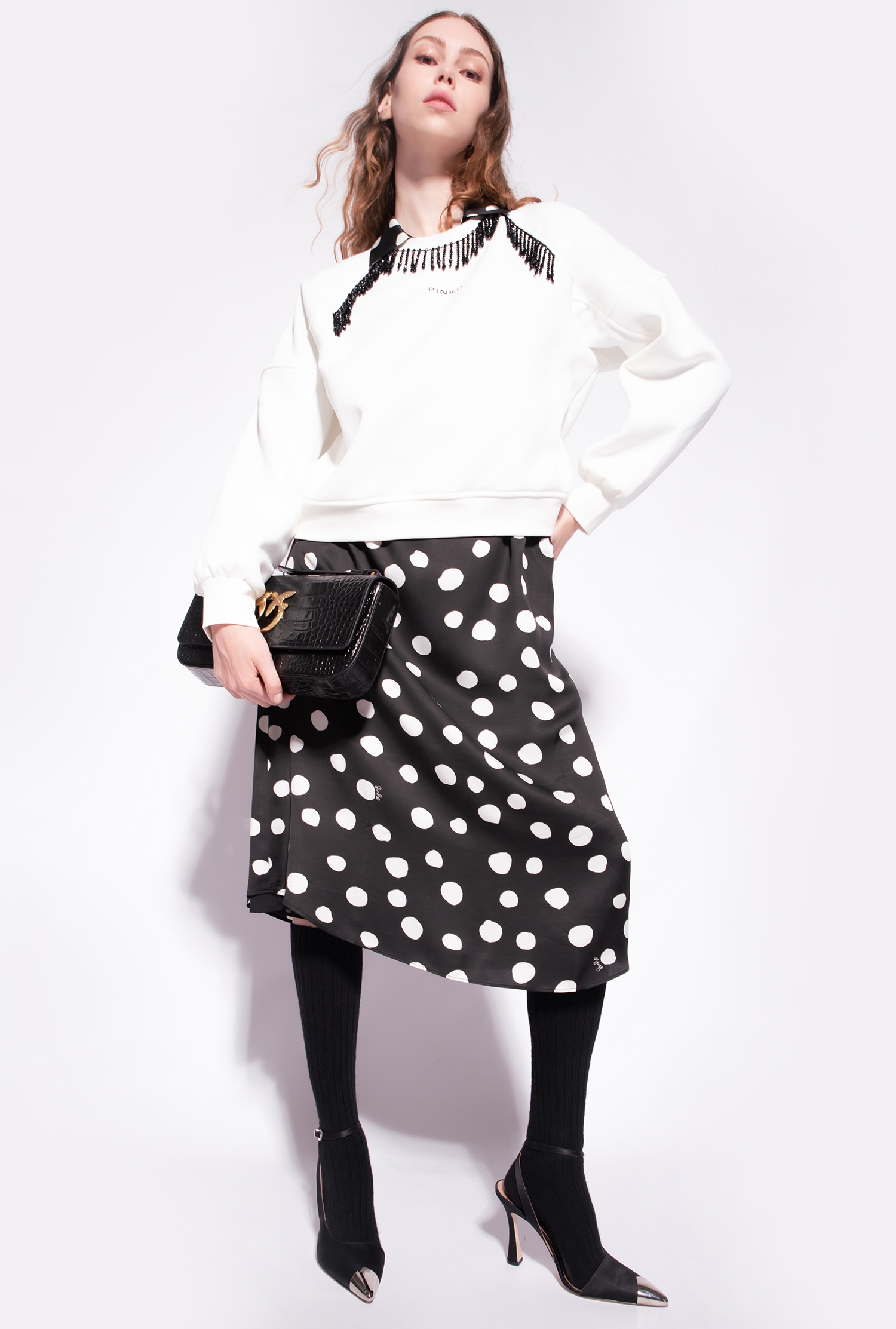 Sweatshirt with shiny fringing