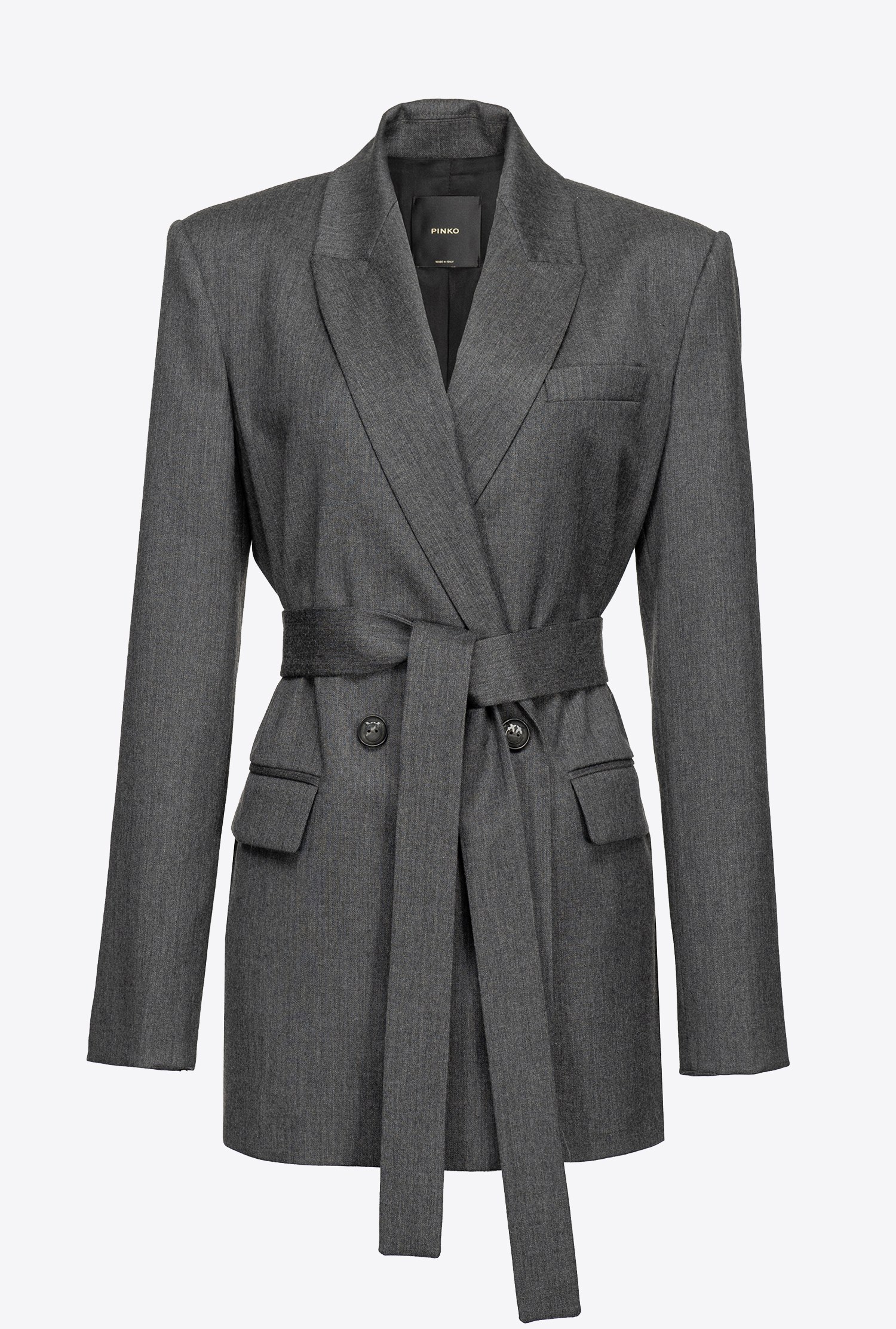 Flannel blazer with belt