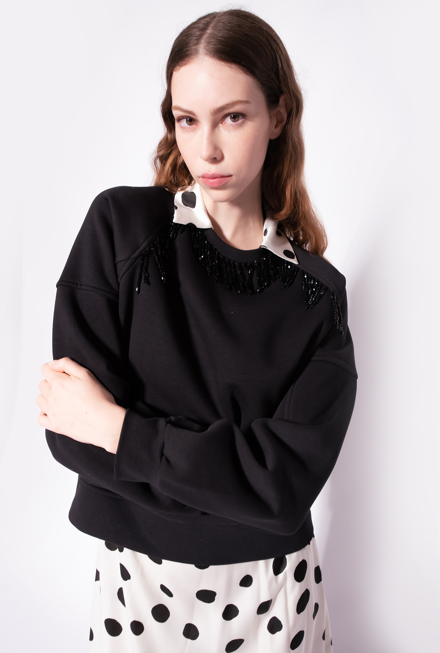 Sweatshirt with shiny fringing