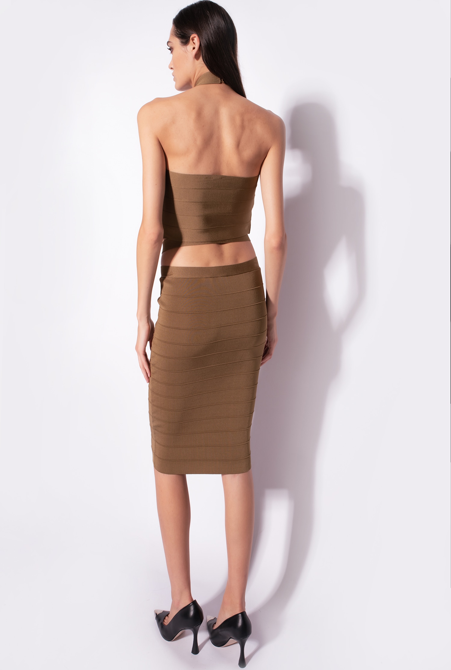 Knit band-effect skirt