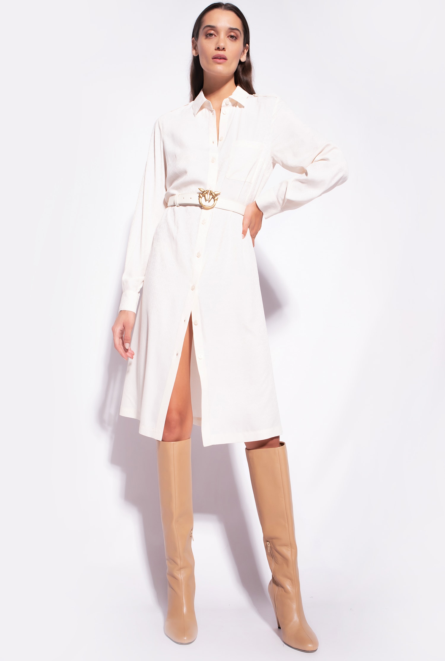 Jacquard shirt dress with logo print