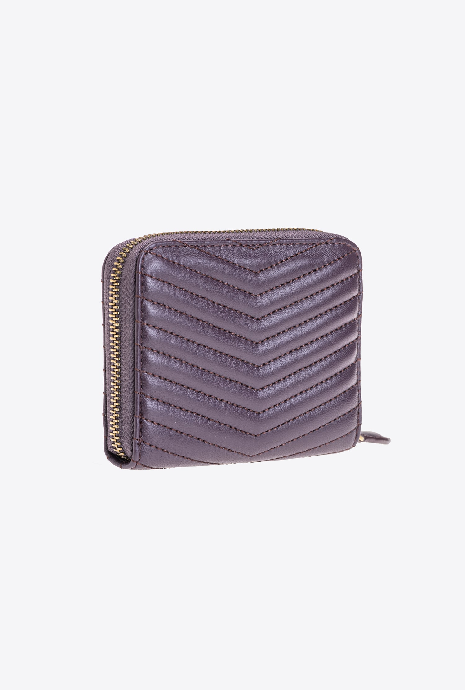 Small zip-around purse in chevron-patterned nappa leather
