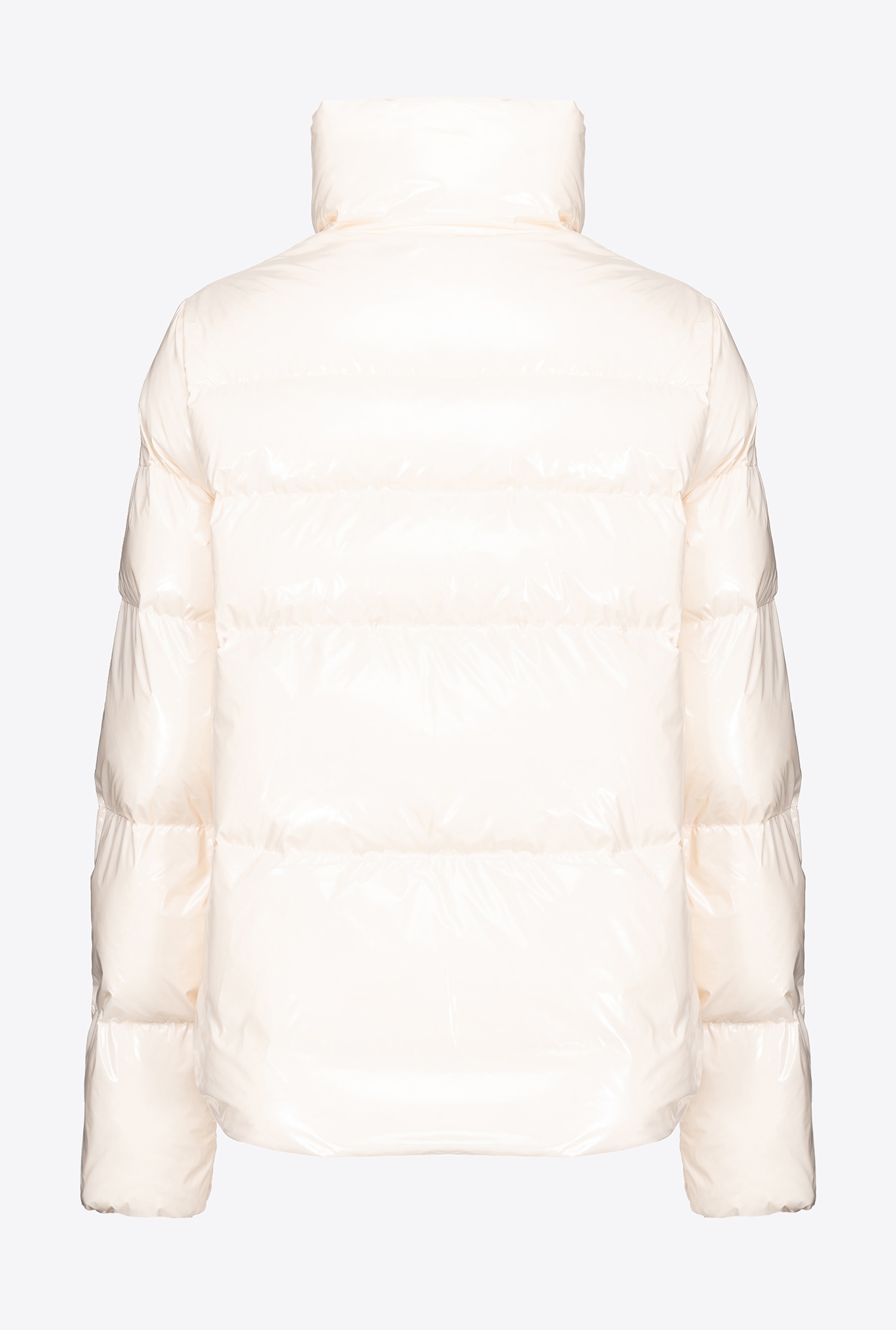 Padded crystal nylon pea jacket