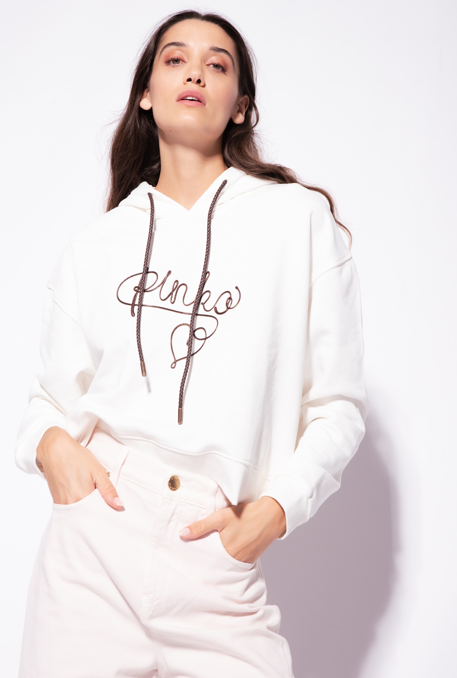 Cropped sweatshirt with embroidery