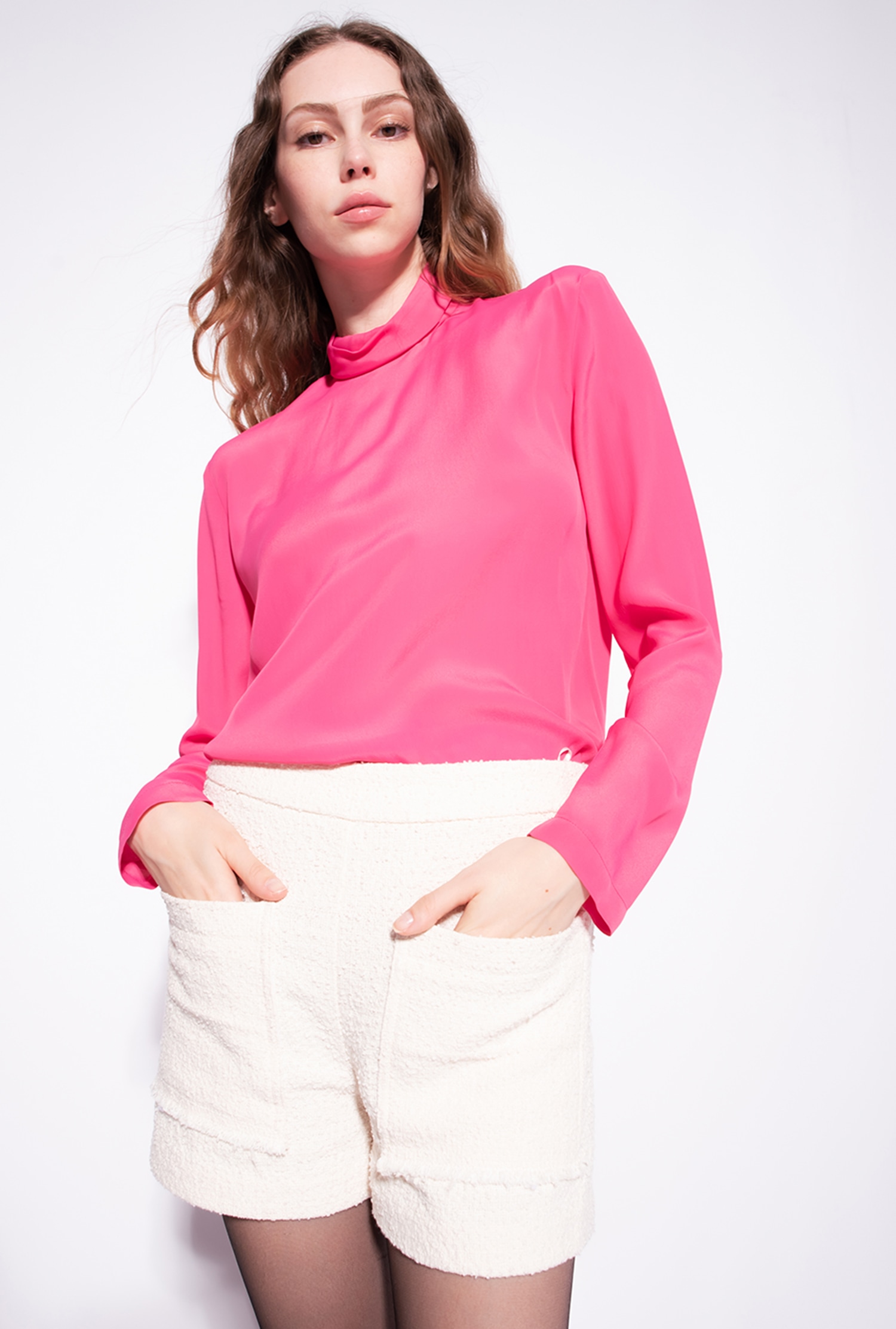 Basketweave bouclé shorts