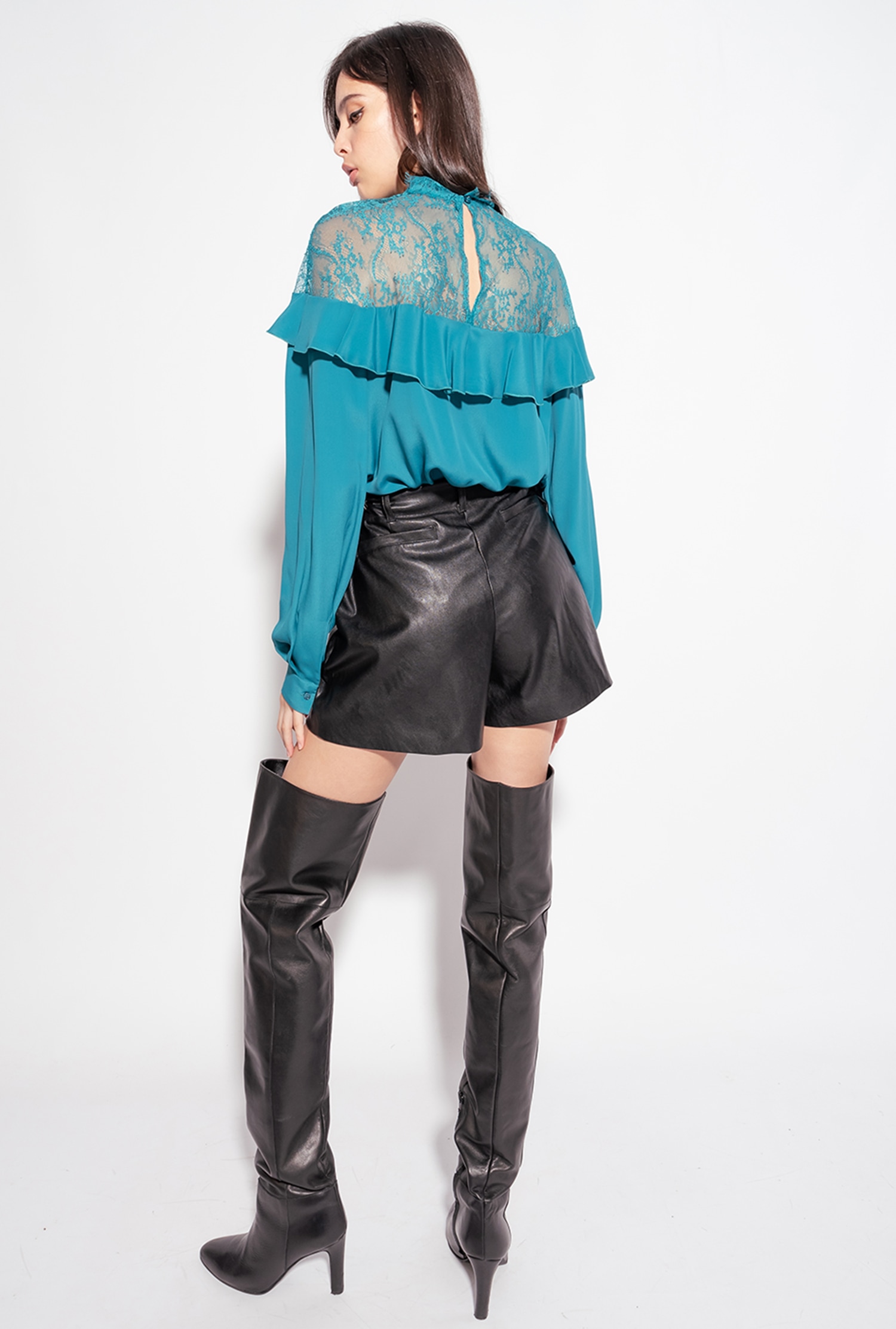 Leather-effect shorts