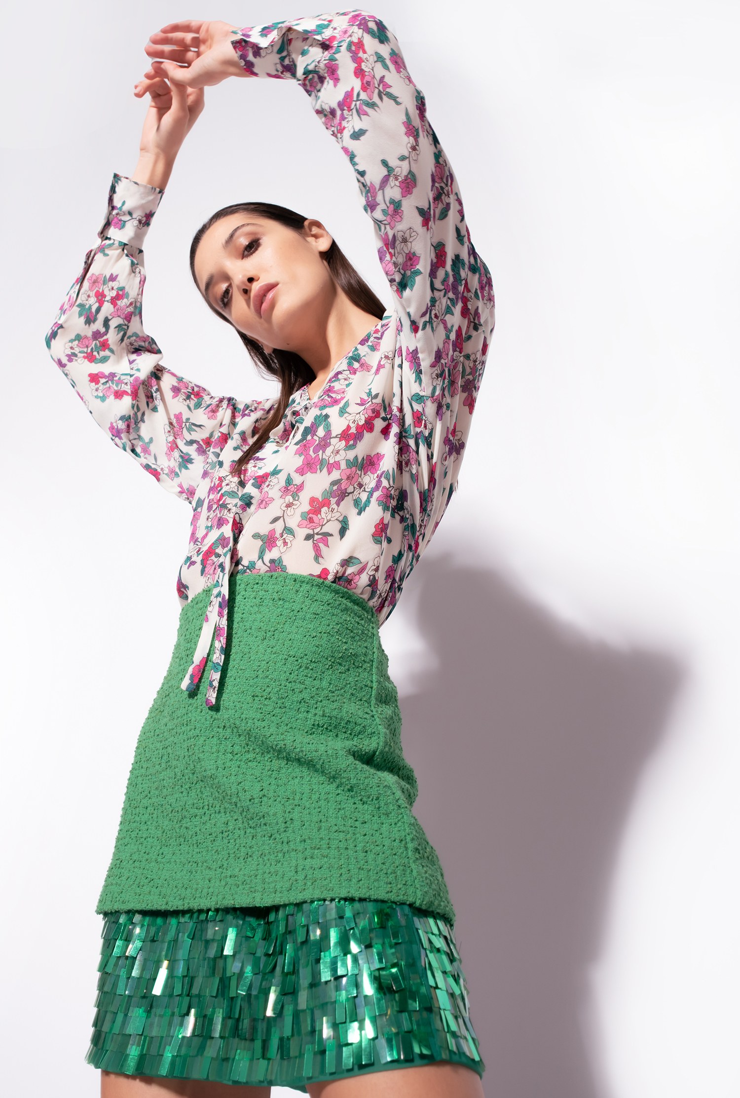 Mini skirt with square-shaped sequins