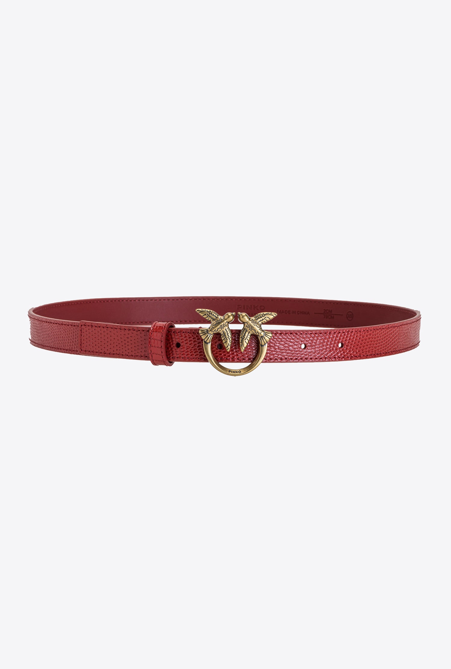 Love Birds thin leather belt with lizard print