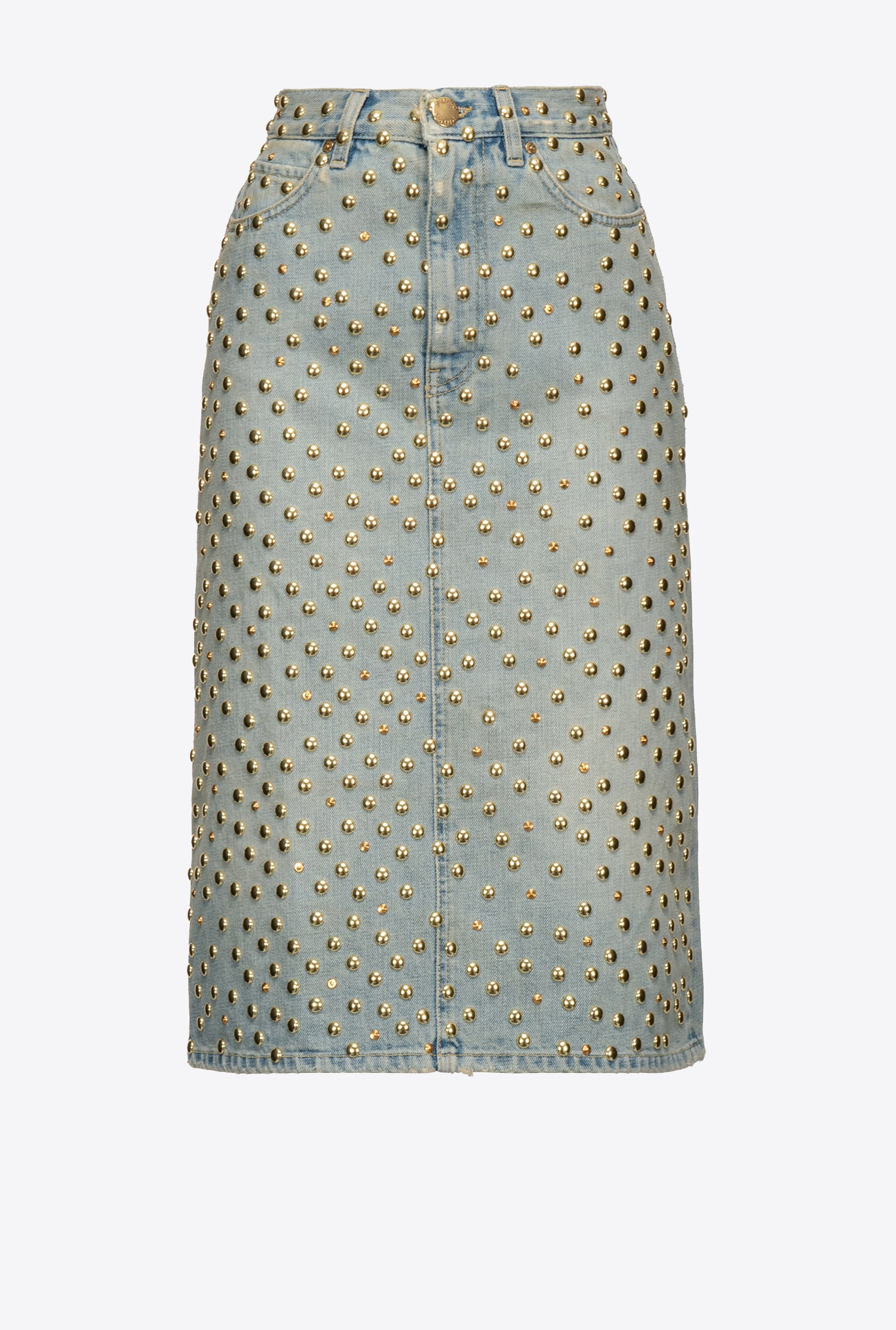Studded denim skirt