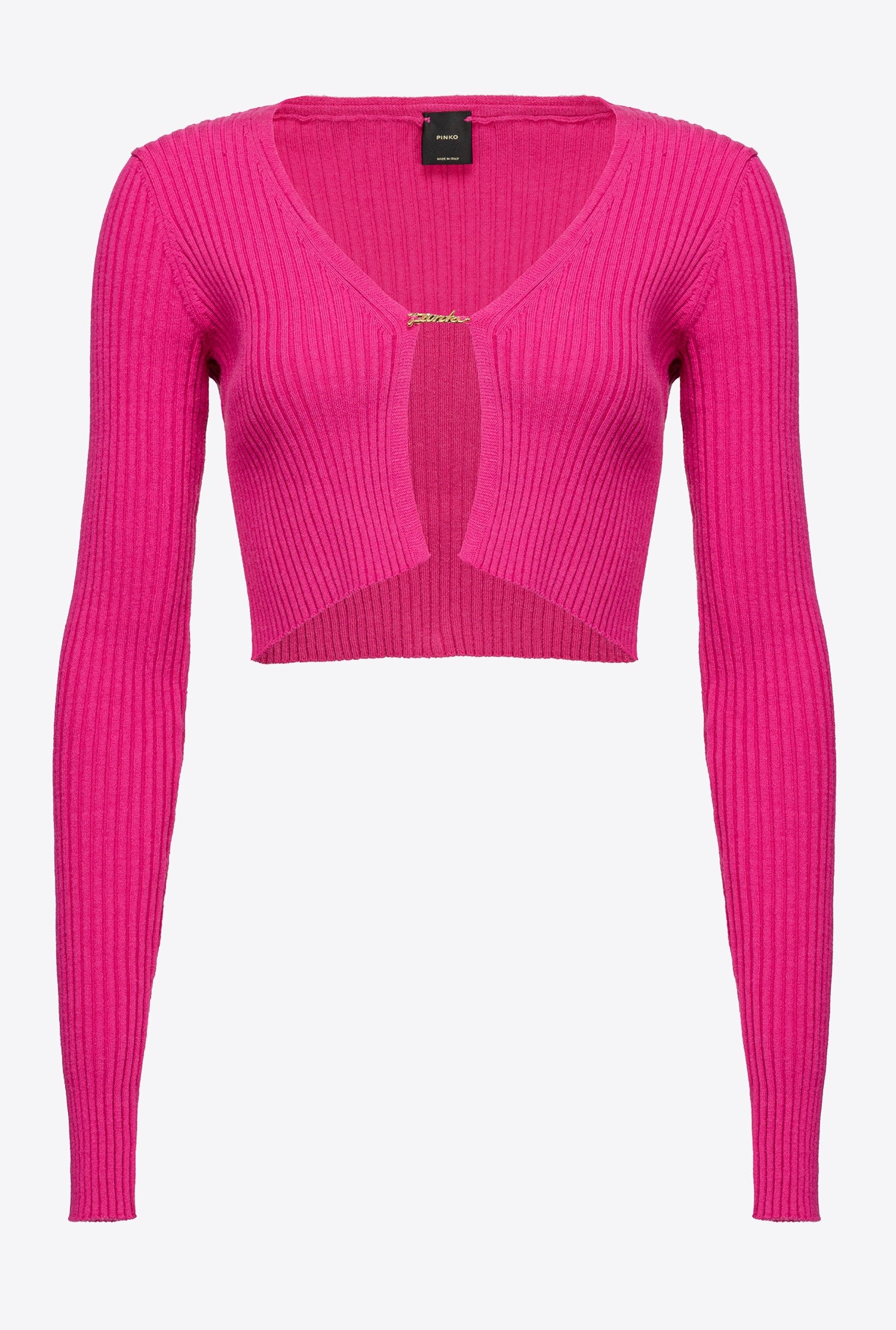 Cropped fine-rib cardigan