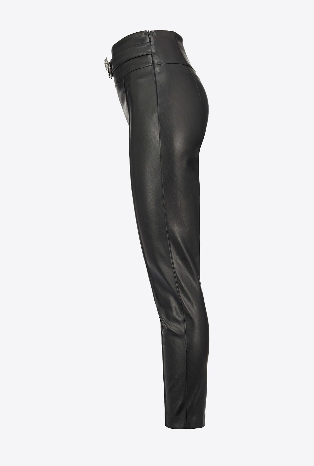 Leather-effect slim-fit trousers