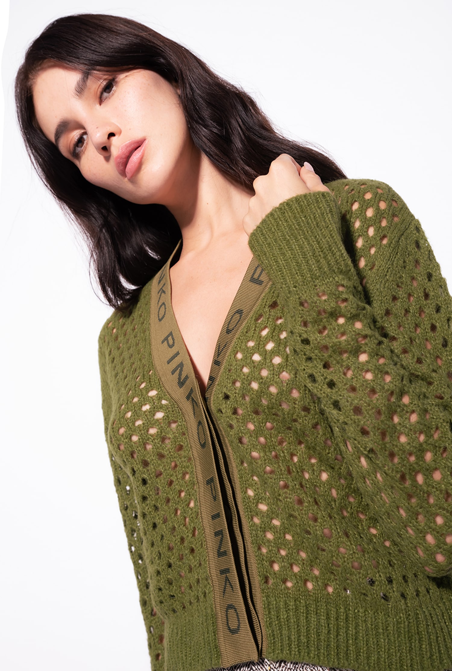 Mesh-knit cardigan