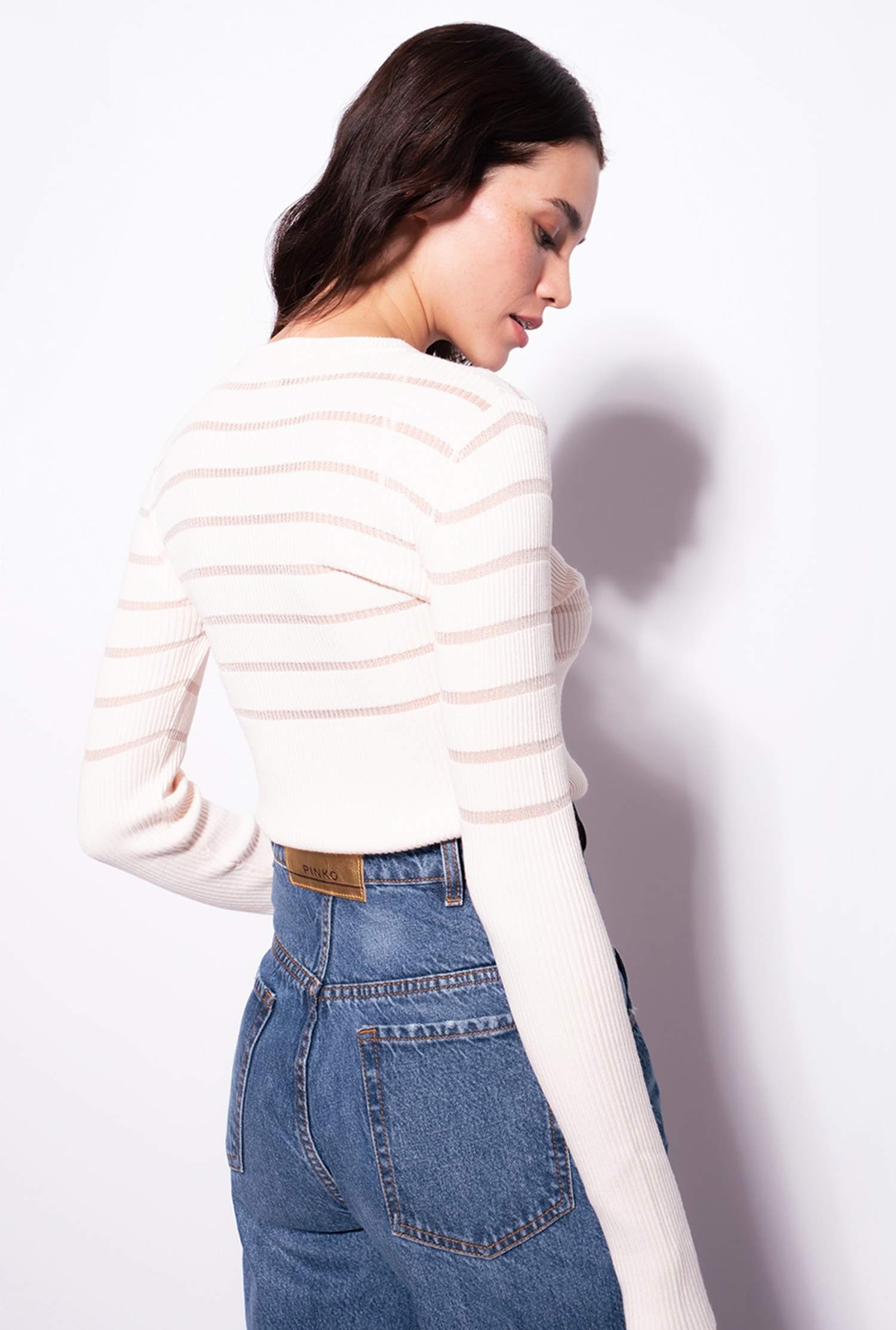 Long-sleeved lurex striped sweater