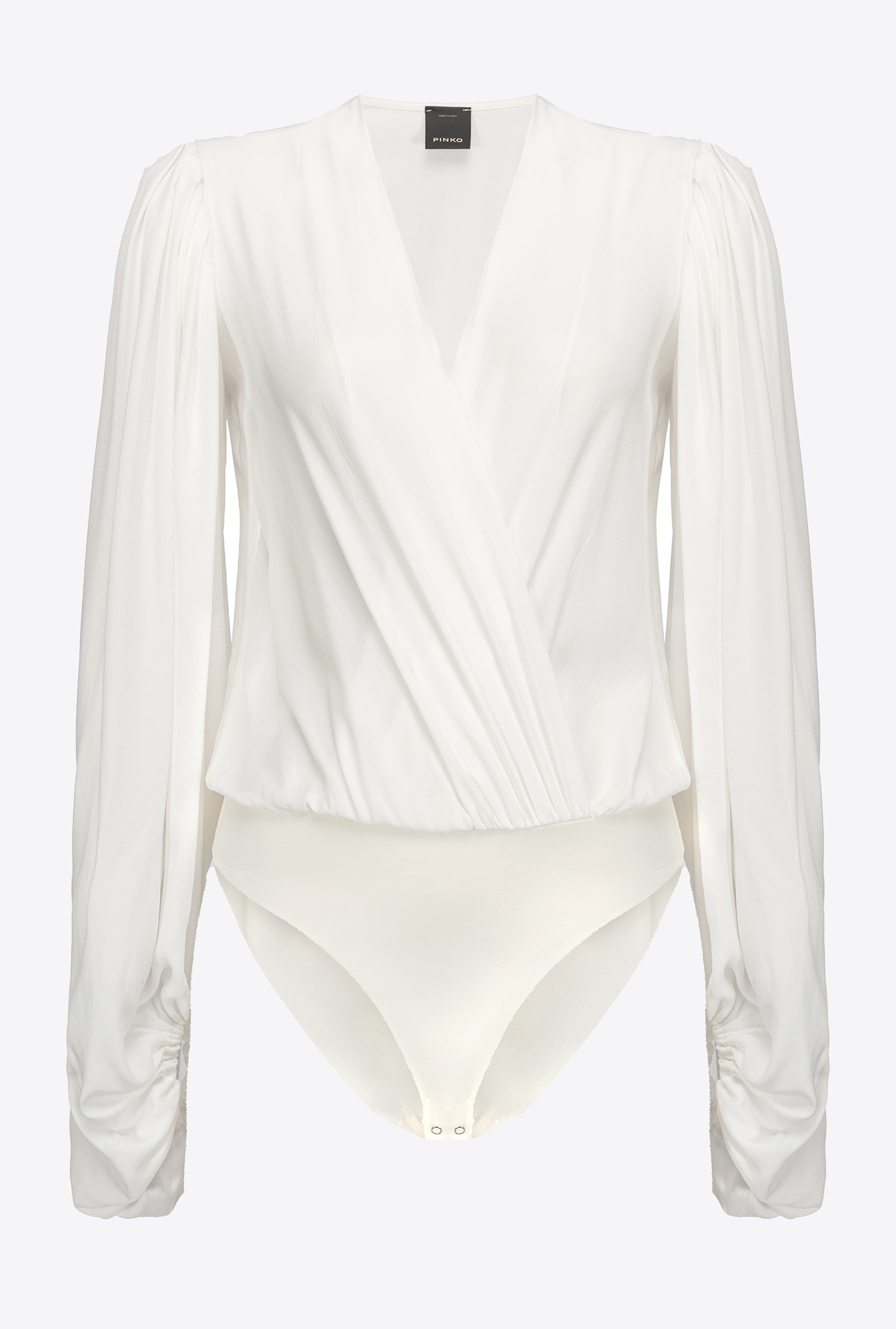 Silk-blend wrap-front bodysuit