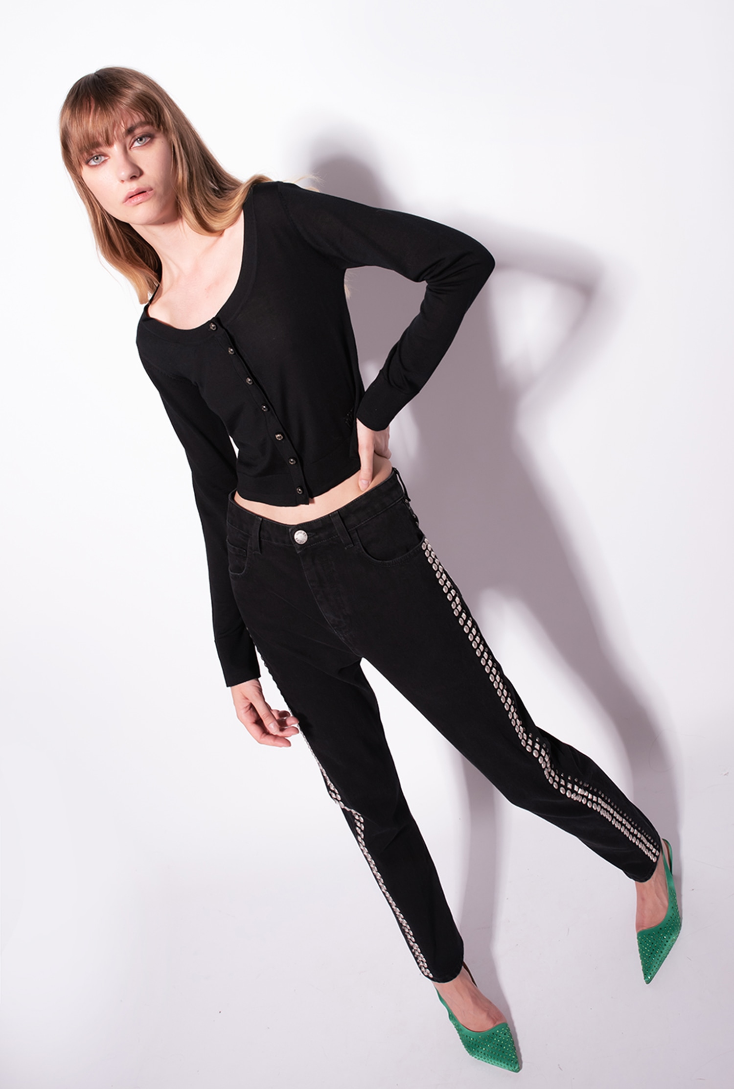 Cropped colour-block cardigan