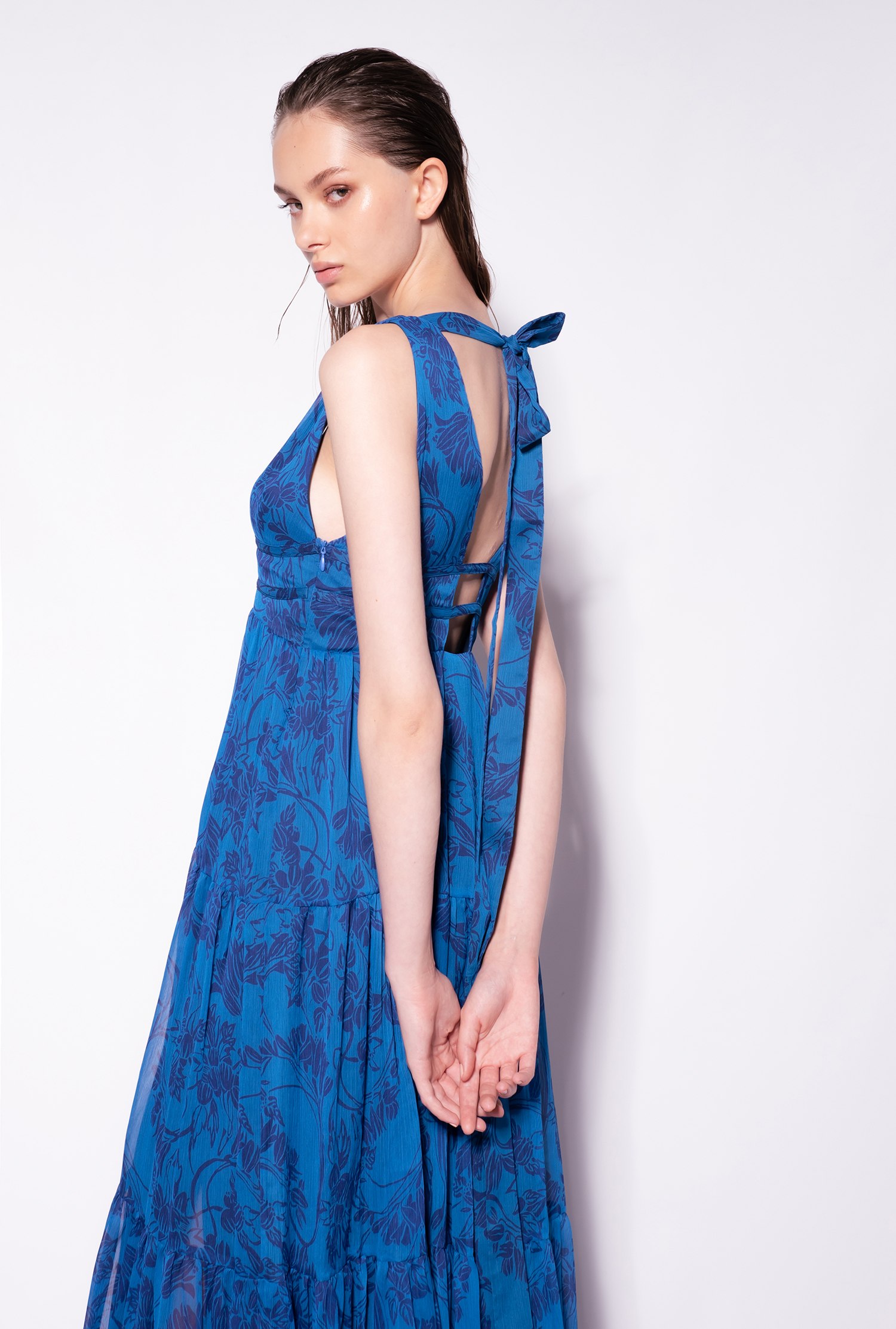 Long dress with ramage floral print