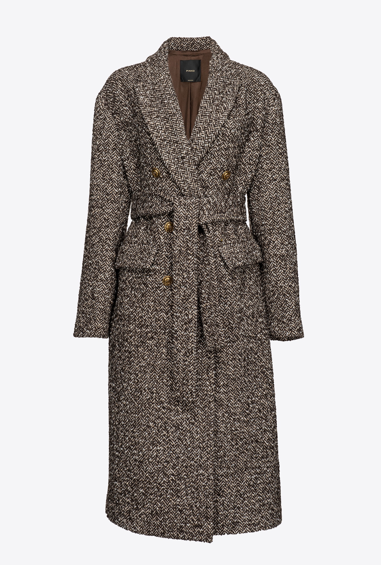 Herringbone double-breasted coat