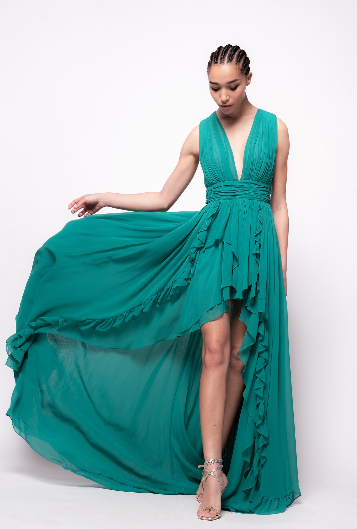 Long dress with frills