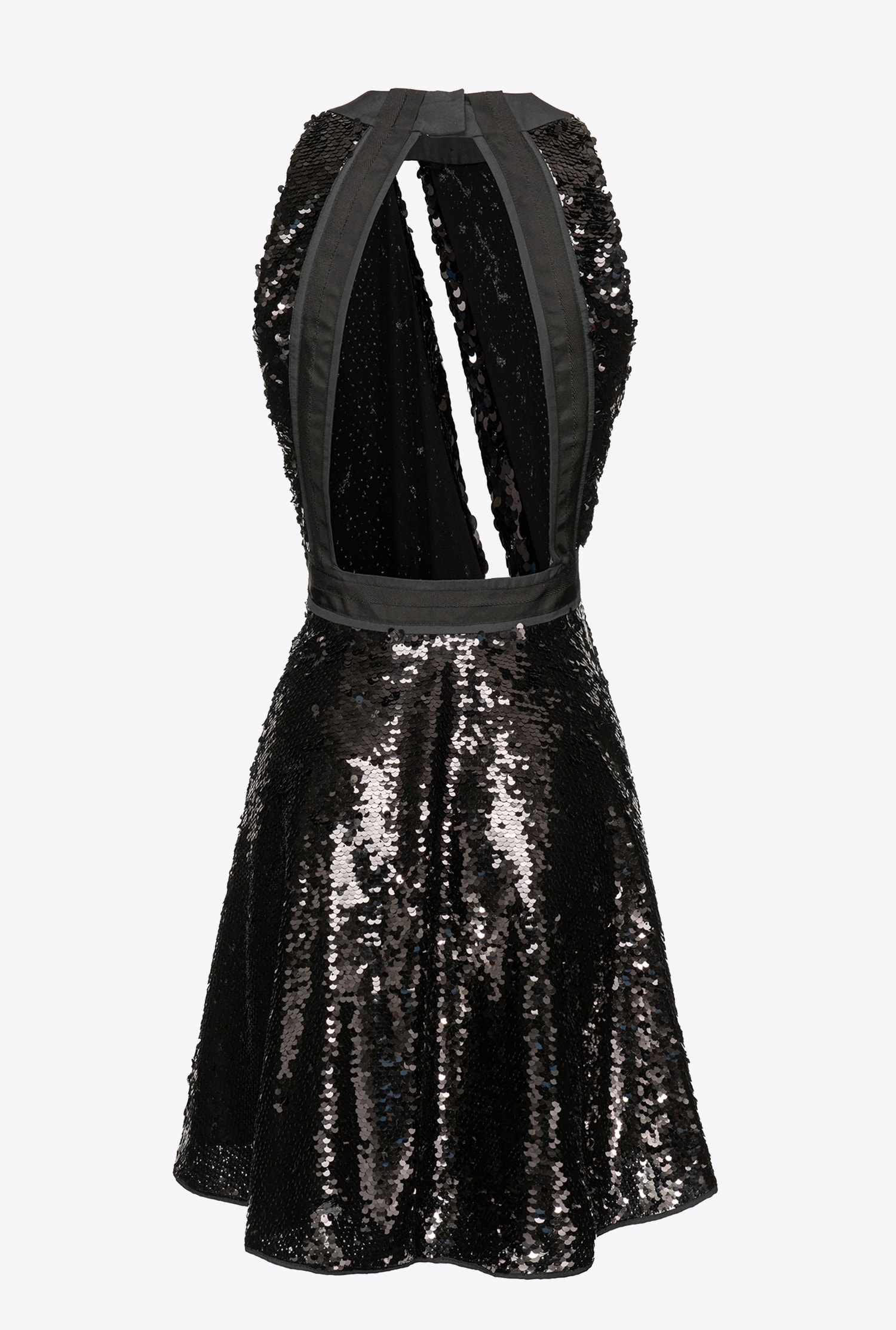 Fully sequinned mini dress with open back